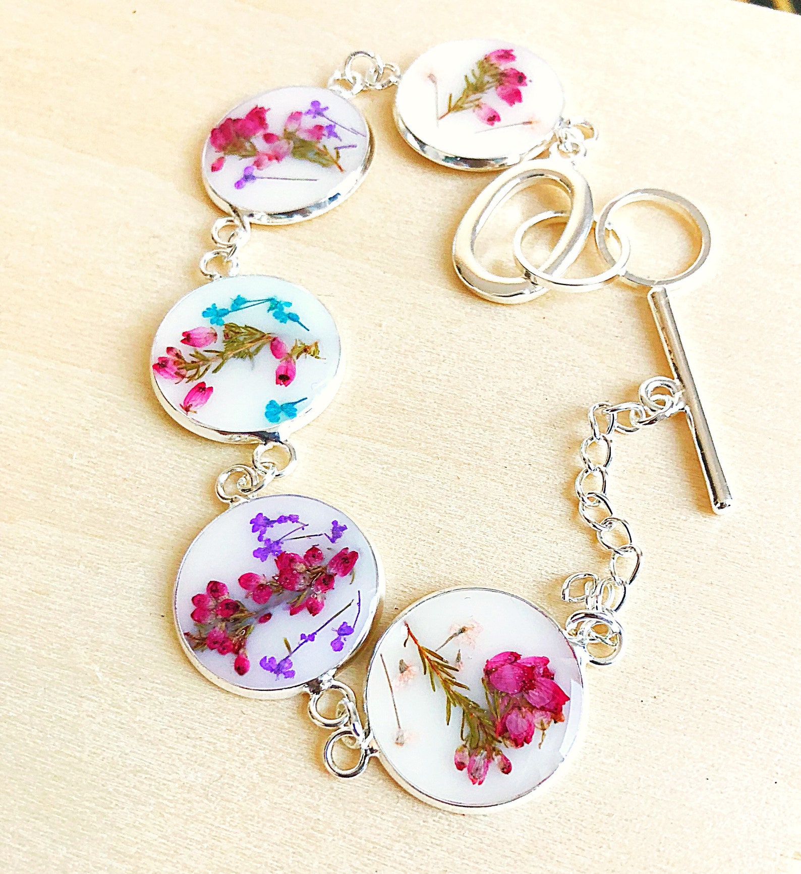 Resin flower bracelet Real flower jewelry Bracelets for Etsy