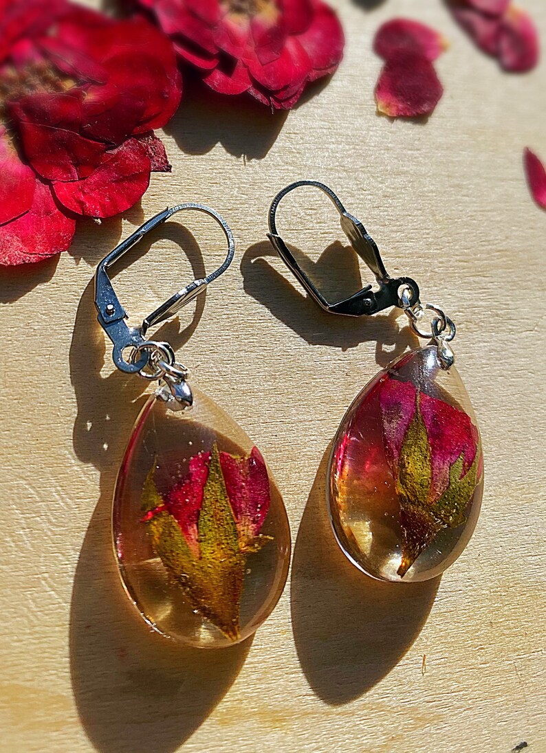 Real Pressed Flowers Rose Jewelry Romantic Resin Jewelry Etsy UK