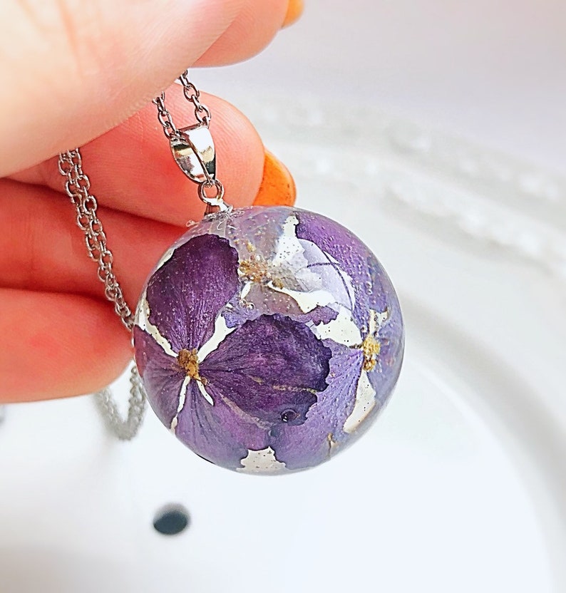 Real Flower Globe Necklace Terrarium Sphere Necklace 4th Etsy