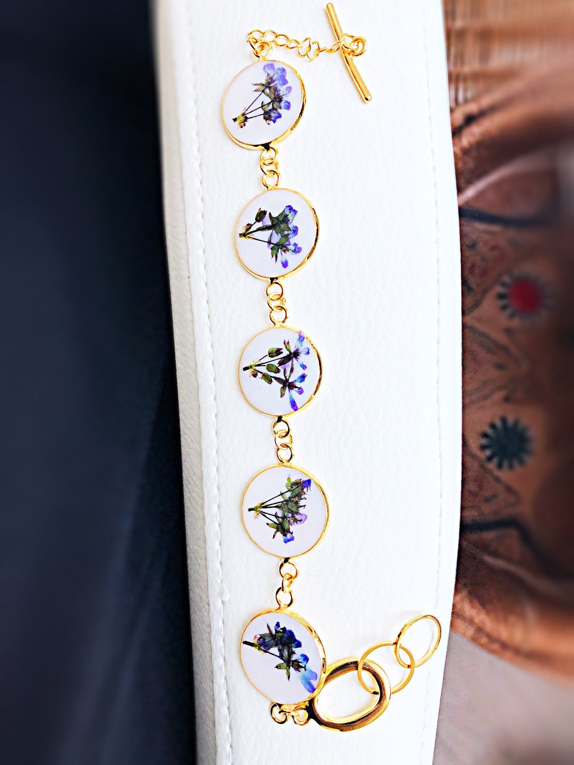 Real Flower Gold Bracelet Bracelets for Women Summer Etsy