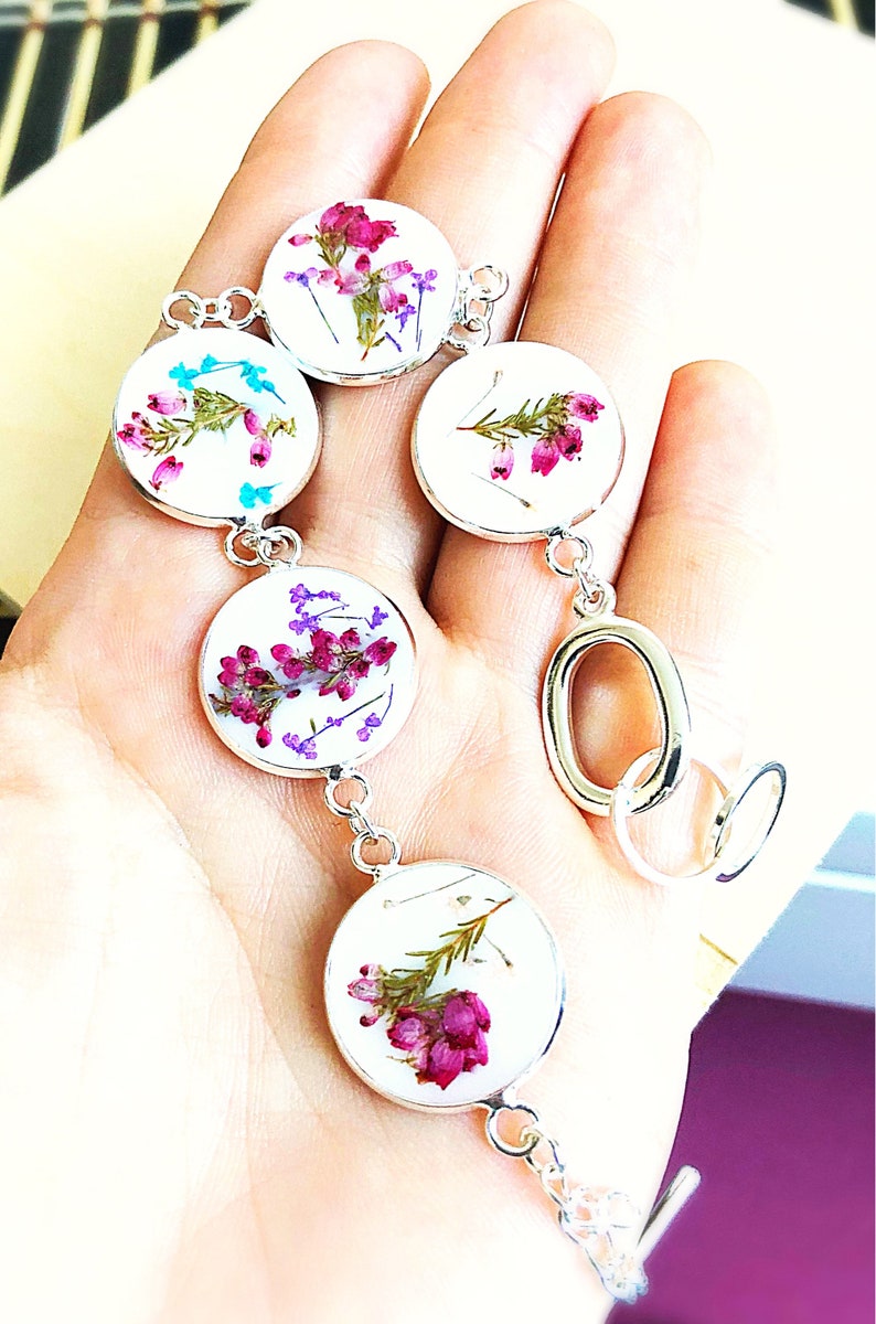 Resin Flower Bracelet Real Flower Jewelry Bracelets for Etsy