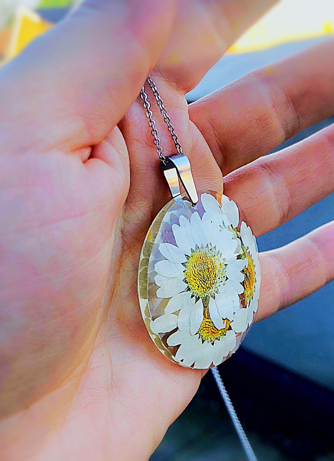 Real Daisy Necklace Handmade Daisy Jewelry Meaningful Baby Etsy