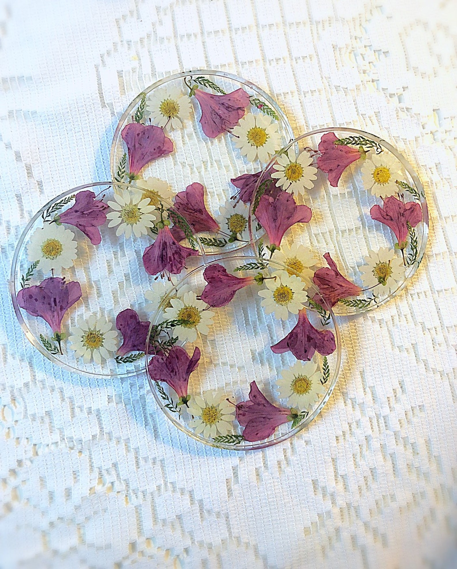 Pressed Flower Resin Coasters Real Flower Boho Coasters Etsy