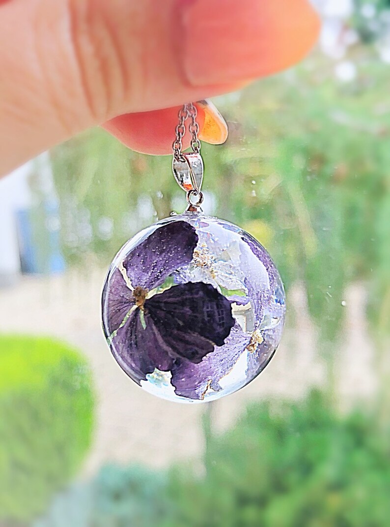 Real Flower Globe Necklace Terrarium Sphere Necklace 4th Etsy