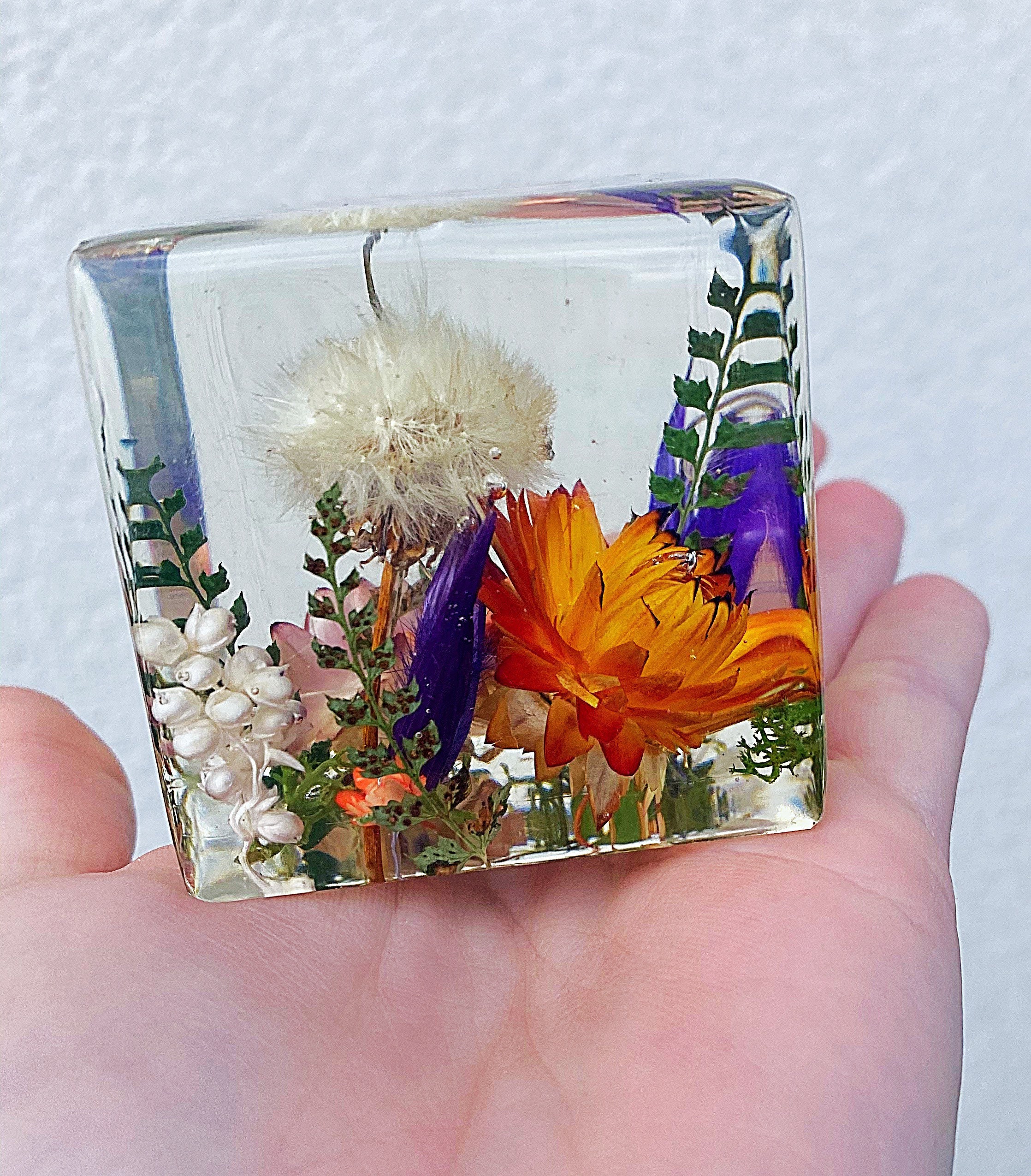 Resin flower paperweight Preserved flowers Botanical dried Etsy