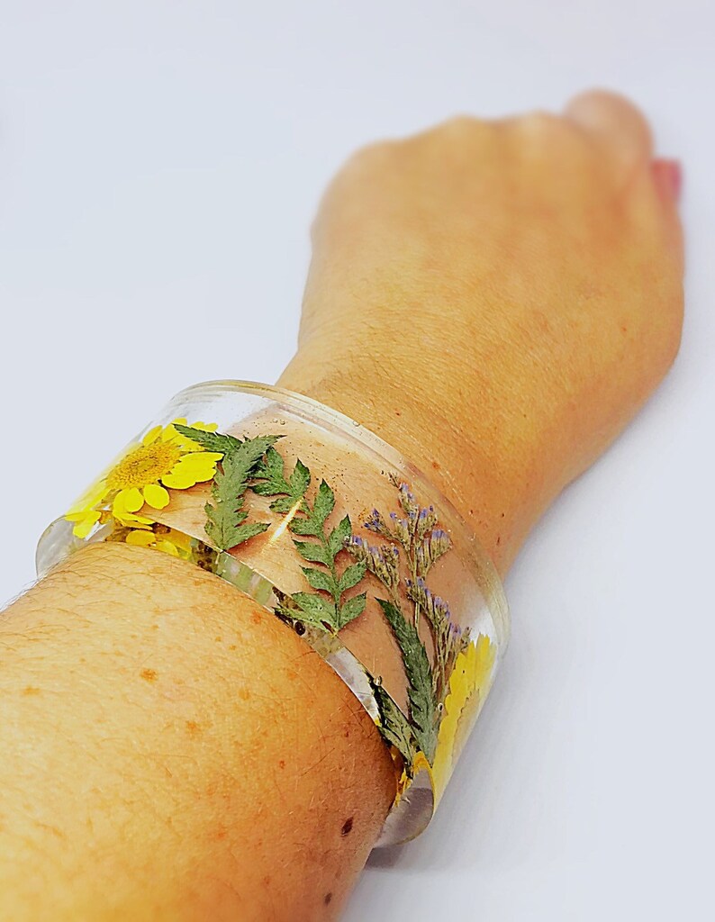 Real Flower Cuff Bracelet Statement Resin Bracelet Unique Etsy UK