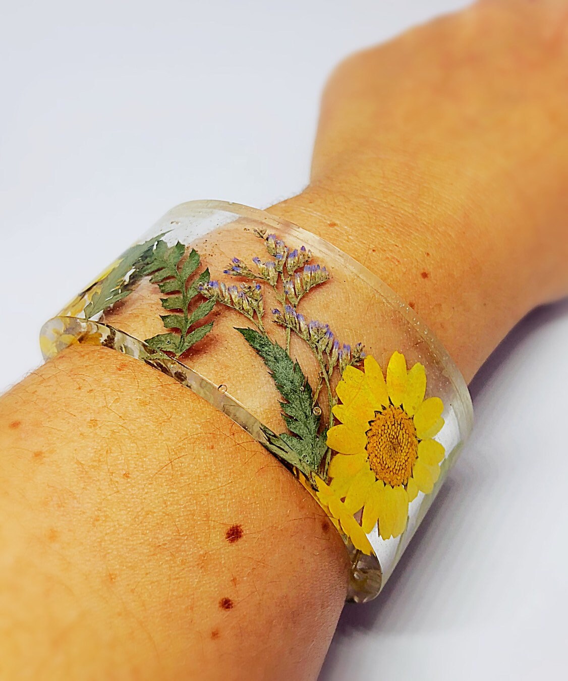 Real flower cuff bracelet Statement resin bracelet Unique Etsy