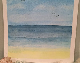 Watercolor Beach Painting, Gift For Beach Lovers, Wall Decor, Beach Painting, Art Prints, Watercolor Painting, Seascape Painting