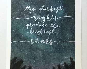 Custom Quote, Custom Verse, Night Sky Quote, Gift for Her, Master Bedroom Print, Art Print, Custom Calligraphy, 5 x 7, Custom Song Lyric,