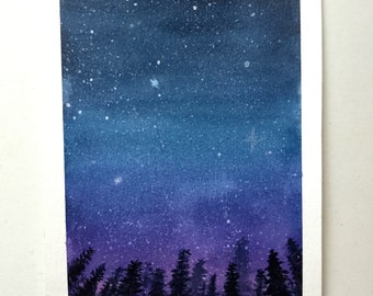 Watercolor Painting, Galaxy Painting, Night Sky, Galaxy Print, Stars,  Starry Night, Watercolor Print, Night Sky Print,print Titled, galaxy -   Finland