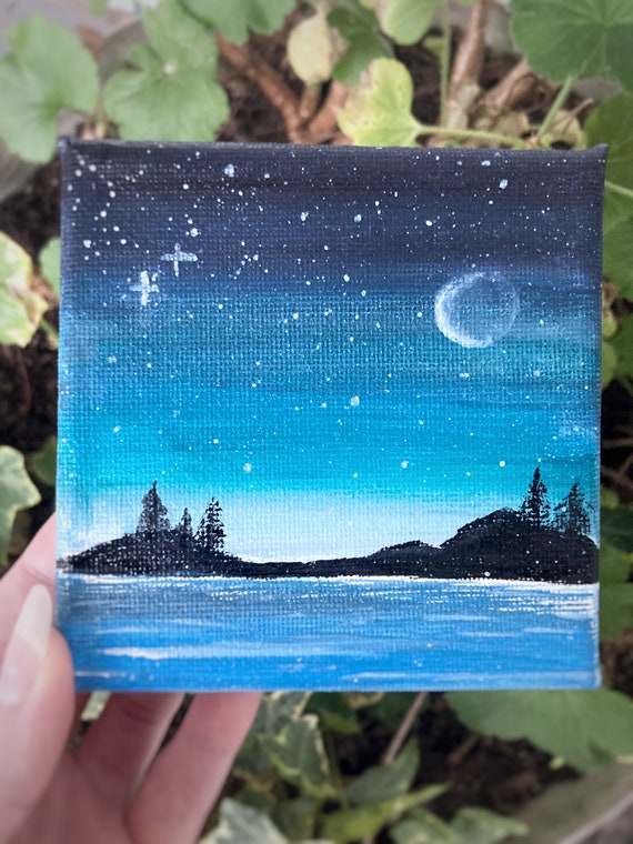 Original 4 X 4 Inch Acrylic Painting for Bedroom // Small