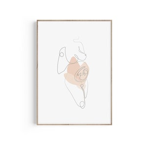 Ciąża Jednoliniowy nadruk, Przyszła mama, Sztuka ginekologiczna, Baby Shower, Prezent dla douli, Prezent dla położnej, Wydruk artystyczny ginekologiczny, Dekoracja biura ginekologicznego, Macica