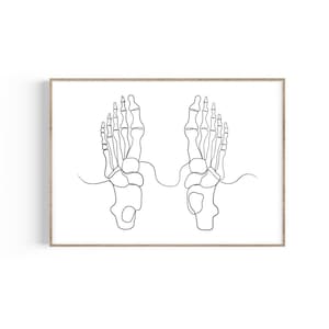 Arte de una línea con la anatomía floral del pie: Decoración para consultorio de podólogo (Descarga digital)