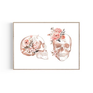 Skull Print Set, Floral Anatomy Art, Medical Poster, Skeleton Print, Doctor Office Decor, Medical Art, Gift for Doctor, Doctor Gift, Anatomy