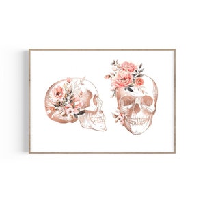 Schädel Print-Set, Floral Anatomy Art, Medizinisches Poster, Skelettdruck, Arztpraxis Dekor, Medizinische Kunst, Geschenk für Arzt, Arzt, Anatomie