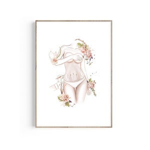 Cosmetic Surgery Markings, Body Anatomy, Mommy Makeover Print, Tummy Tuck Art, Abdominoplasty, Liposuction, Plastic Surgeon Gift, Butt Lift