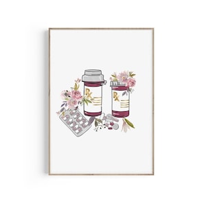 Geneeskunde, pillen, recept, cadeau verpleegkundige, decor apotheek, PharmD, cadeau apotheker, afgestudeerde apotheek, pillen, fles, RX-afdrukken, apotheker