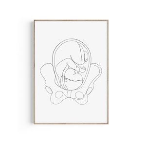 Pregnancy One Line Art Print, OBGYN Gift, Gynecologist, Midwife, Doula, Medical Art, Pregnancy Print, Doctor Gift, Fetus, Birth Anatomy Art