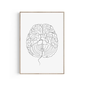 Brain One Line Art Print, Psychology Art, Brain Anatomy Art, Psychology Office Decor, Psychiatrist Gift, Psychologist Gift, Brain Poster