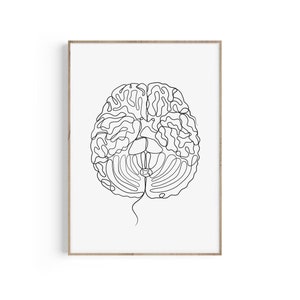 Brain Anatomy One Line Art Print - Psychology Decor (Digital Download)