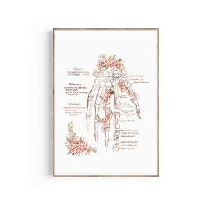 Hand Anatomy Art, Hand Skeletal Bones, Medical Poster, Hand Print, Physical Therapy, Medical Art, Gift for Doctor, Doctor Gift, Anatomy Art