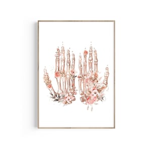 Hand Skeleton Bones,  Orthopedic Surgeon Gift, Hand Anatomy Print, Human Hands, Physiotherapist Décor, Chiropractor Art, Massage Therapy Art