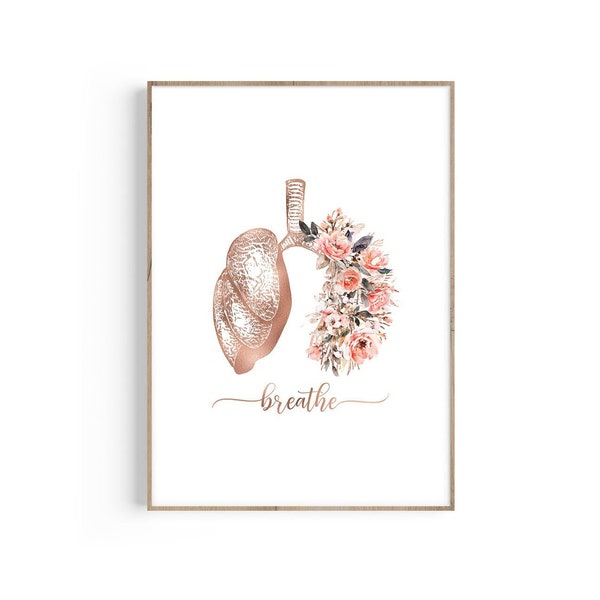 Lungs Art, Breathe, Human Anatomy Art Print, Respiratory System, Anatomy Poster, Pulmonologist Gift, Doctor Gift, Medical Art, Gifts for MD