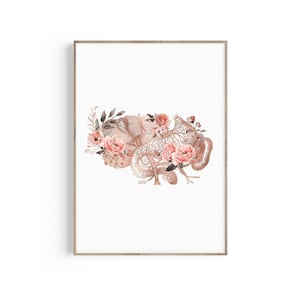 Stomach Anatomy Art, Digestive System Anatomy, Gastroenterologist Gift, Gastroenterology Art Print, Doctor Medical Print Décor, Floral Art