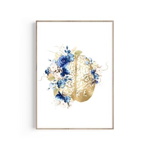 Brain Art Print, Psychology Art, Brain Anatomy Art, Psychology Office Decor, Psychiatrist Gift, Psychologist Gift, Floral Art, Brain Poster