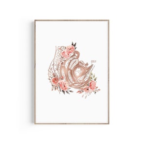 OBGYN kantoorinrichting, vrouwelijk voortplantingssysteem, baarmoeder Art Print, bloemsierkunst, gynaecologie print, doula kunst, cadeau verloskundige, cadeau gynaecoloog