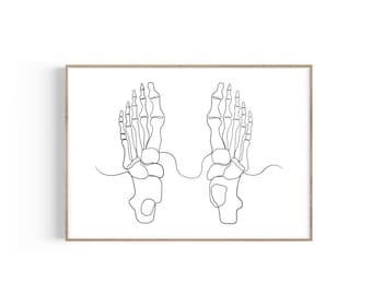 Disegno a tratteggio con anatomia floreale del piede: decorazione per ufficio del podologo (download digitale)