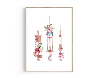 Syringes Print, Medical Art Print, Nurse Gift, Doctor Gift, Doctor Office Decor, Apothecary Gift, Pharmacy Decor, Medical Print, Drugstore