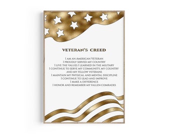 Veteran’s Creed, Armed Forces Creed, Veteran, United States, Military, Armed Forces, Printable, INSTANT DOWNLOAD