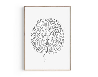 Brain One Line Art Print, Psychology Art, Brain Anatomy Art, Psychology Office Decor, Psychiatrist Gift, Psychologist Gift, Brain Poster