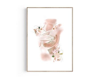 Floral Breast Anatomy Art Print: Cosmetic Surgery Gift (Digital Download)