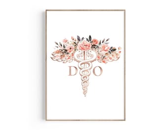 DO Caduceus Print, Doctor of Osteopathic Medicine Print, DO Art, Osteopathic Office Decor, Osteopathic Medicine, Osteopathic Doctor Gift