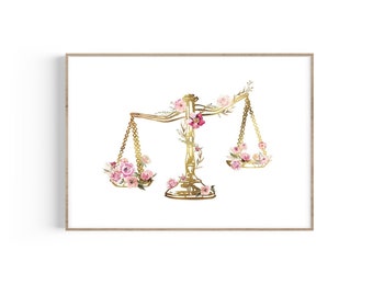 Scales of Justice Art, Lawyer Art Print, Law Wall Art, Attorney Print, Lawyer Office Decor, Law Student Gift, Law School Graduation Gift