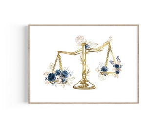 Scales of Justice Art, Lawyer Art Print, Law Wall Art, Attorney Print, Lawyer Office Decor, Law Student Gift, Law School Graduation Gift