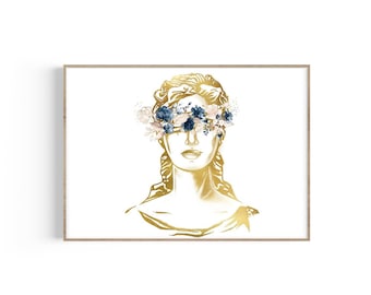 Lady Justice Floral Bust Print: Lawyer Office Decor (Instant Download)