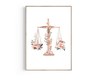 Scales of Justice Art, Attorney Print, Lawyer Gift, Law Poster, Lawyer Office Decor, Law Student Gift, Law School Graduation, Bar Exam Gift