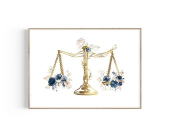 Scales of Justice Art, Lawyer Art Print, Law Wall Art, Attorney Print, Lawyer Office Decor, Law Student Gift, Law School Graduation Gift