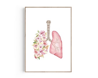 Lungs Art, Human Anatomy Art Print, Respiratory System, Anatomy Poster, Pulmonologist Gift, Doctor Gift, Medical Art, Gifts for Doctor, Lung