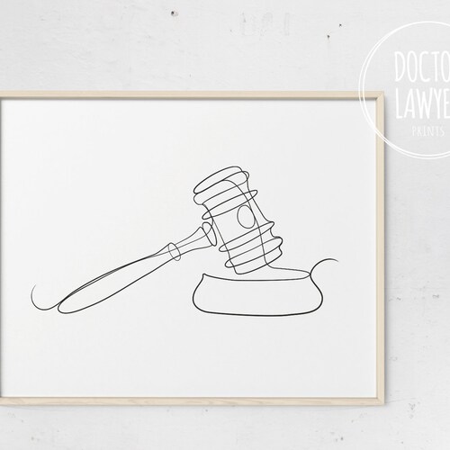 Gavel One Line Art Attorney Print Lawyer Gift Judge Gift Etsy