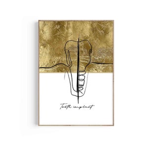 Zahnimplantat One Line Art, Zahnarzt Geschenk, Zahnarzt Kunst, Zahnarzt Büro Dekor, Mundhygieniker, Zahnarzthelferin, Druck, Zahntechniker
