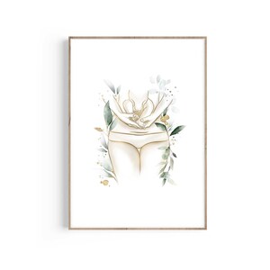 Floral Birth Art Print: C-Section Scar, OBGYN Decor (Digital Download)