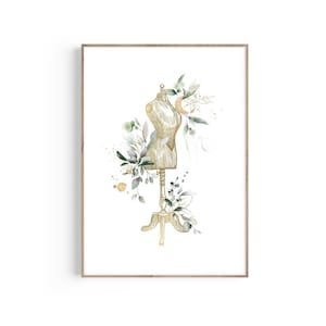Sewing Art, Sewing Mends the Soul, Dress Form Print, Sewing Gift , Seamstress Gift, Sewing Room Decor, Sewing Vintage Flowers, Mannequin