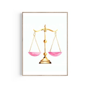 Trendy Scales of Justice Print, Attorney Art, Lawyer Gift, Judge Gift, Lawyer Office Decor, Law Student Gift, Graduation Gift, Bar Exam Art