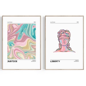 Trendy Gavel Law Office Decor, Lawyer Gift, Law School Graduation Gift, Attorney Gift, Lady Justice, Scales of Justice Art, Lawyer Print Set