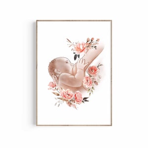 Breastfeeding Print, Mammary Gland Print, Lactation Consultant, Breast Art, Doula Gift, Midwife Gift, Birthing Center, OBGYN Office Decor