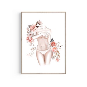 Markeringen cosmetische chirurgie, lichaamsanatomie, mama make-over print, buikwandcorrectie kunst, buikwandcorrectie, liposuctie, cadeau plastisch chirurg, buttlift
